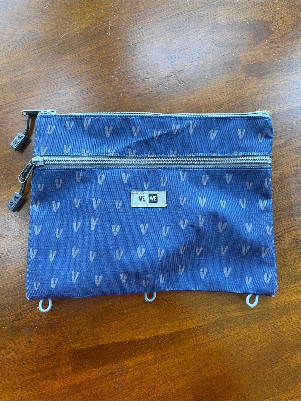 ME to WE Blue Patterned Double-Zip Pouch